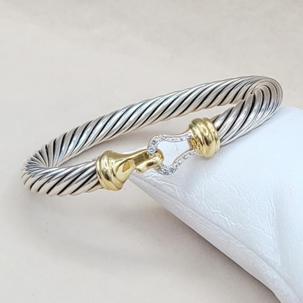 David Yurman 7mm Gold Diamond Buckle Brace…